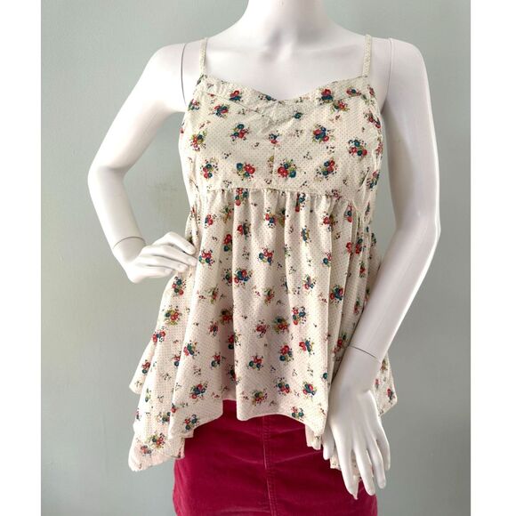 Y2k Mudd Floral Polka Dot Babydoll Tank Top size XS Boho 2000s Summer style - Picture 1 of 5
